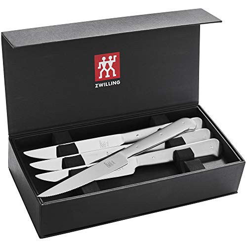 ZWILLING Porterhouse Conjunto de facas de bife de aço inoxidável com caixa de apresentação preta, prata